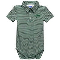 Infant Vive La Fete  Green North Texas Mean Polo Pencil Stripe Bodysuit