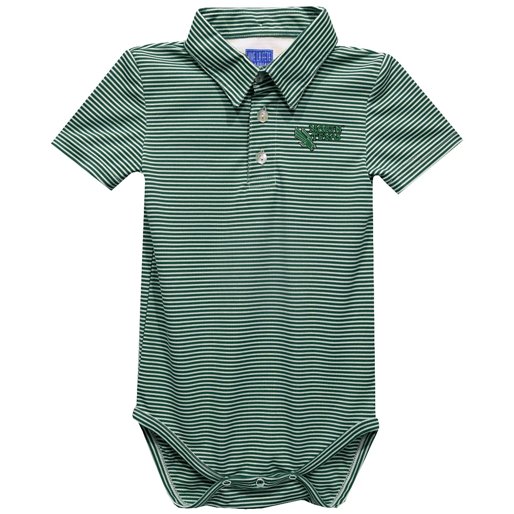 Infant Vive La Fete Green North Texas Mean Polo Pencil Stripe Bodysuit