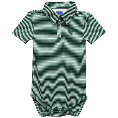 Infant Vive La Fete  Green North Texas Mean Polo Pencil Stripe Bodysuit