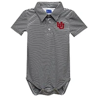 Infant Vive La Fete  Black Utah Utes Polo Pencil Stripe Bodysuit