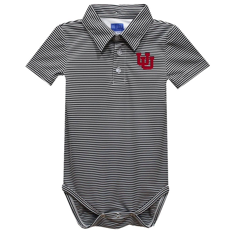 Infant Vive La Fete Black Utah Utes Polo Pencil Stripe Bodysuit