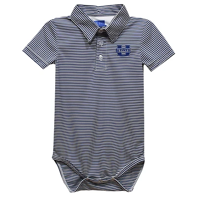 Infant Vive La Fete  Navy Utah State Aggies Polo Pencil Stripe Bodysuit