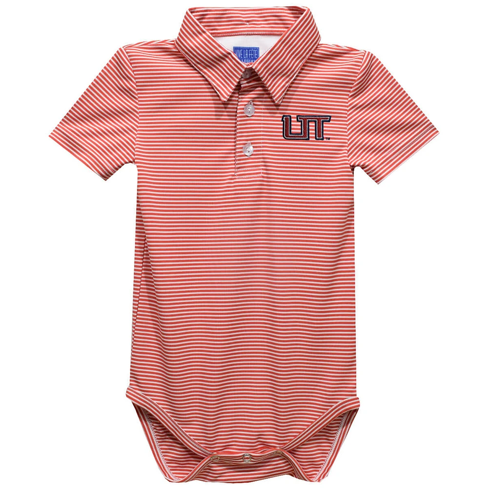 Infant Vive La Fete  Red Utah Tech Trailblazers Polo Pencil Stripe Bodysuit