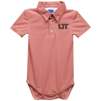 Infant Vive La Fete  Red Utah Tech Trailblazers Polo Pencil Stripe Bodysuit
