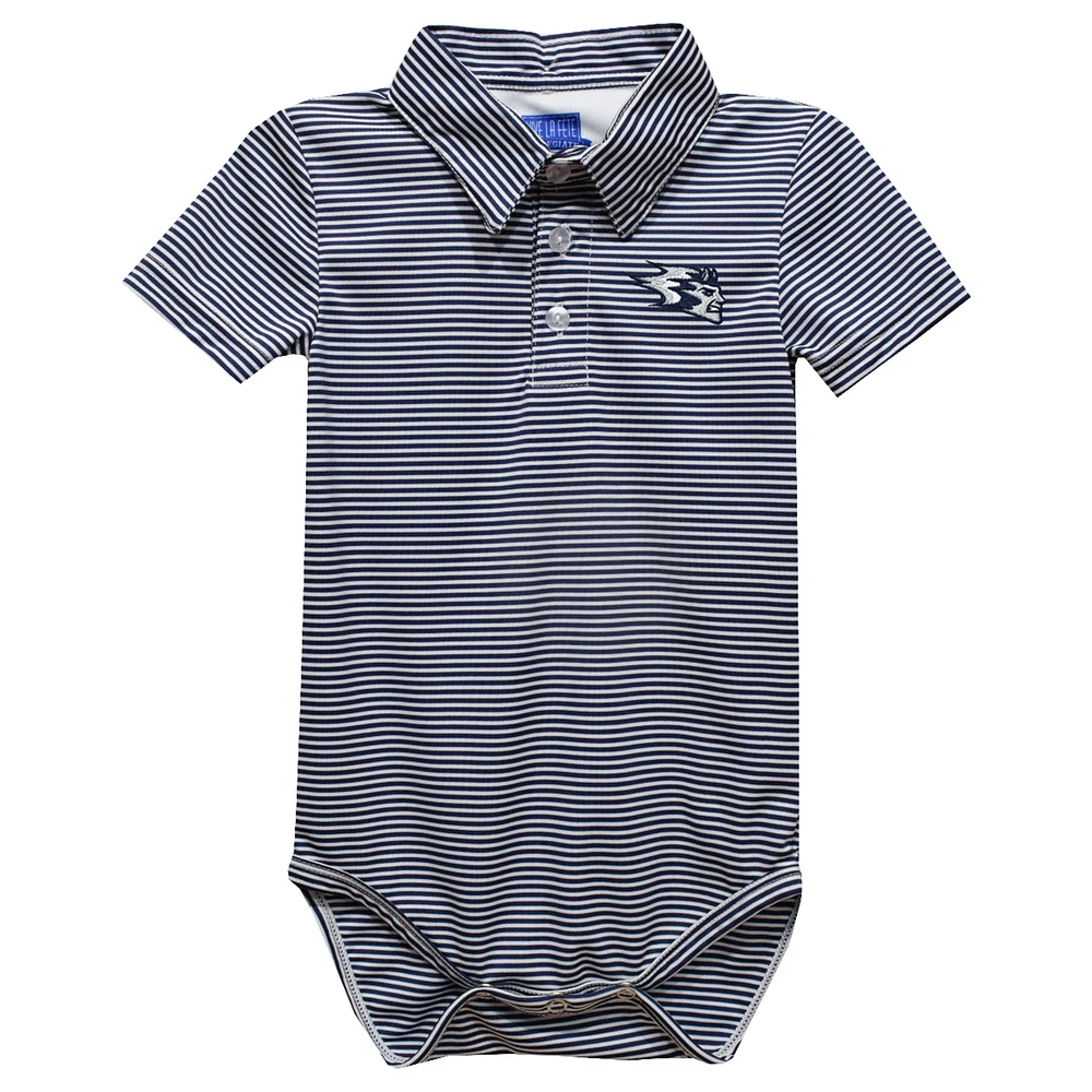 Infant Vive La Fete Navy Wisconsin Stout Blue Devils Polo Pencil Stripe Bodysuit