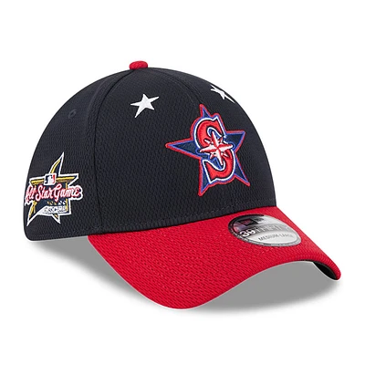 Men's New Era Navy/Red  Seattle Mariners 2025 MLB All-Star Game Workout 39THIRTY Flex Hat