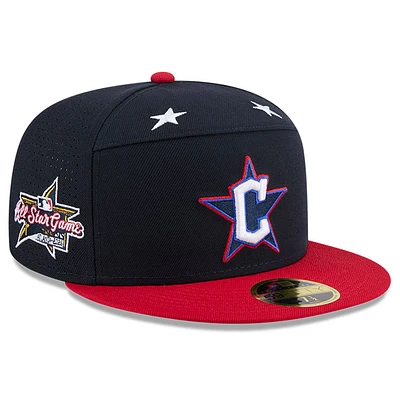 Men's New Era Navy/Red  Cleveland Guardians 2025 MLB All-Star Game Workout Side Patch 59FIFTY Fitted Hat