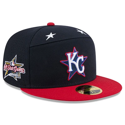 Men's New Era Navy/Red  Kansas City Royals 2025 MLB All-Star Game Workout Side Patch 59FIFTY Fitted Hat