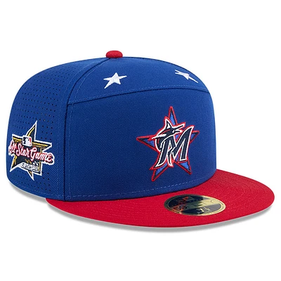 Men's New Era Blue/Red  Miami Marlins 2025 MLB All-Star Game Workout Side Patch 59FIFTY Fitted Hat