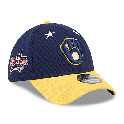 Men's New Era Navy/Gold  Milwaukee Brewers 2025 MLB All-Star Game 39THIRTY Flex Hat