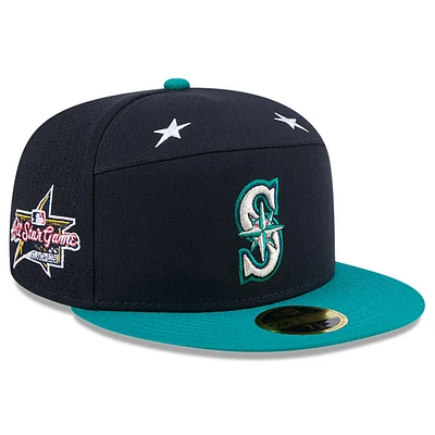 Men's New Era Navy/Aqua  Seattle Mariners 2025 MLB All-Star Game Side Patch 59FIFTY Fitted Hat