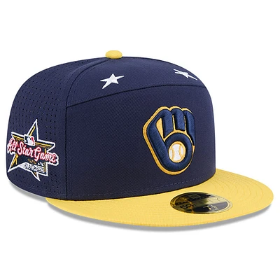 Men's New Era Navy/Gold  Milwaukee Brewers 2025 MLB All-Star Game Side Patch 59FIFTY Fitted Hat