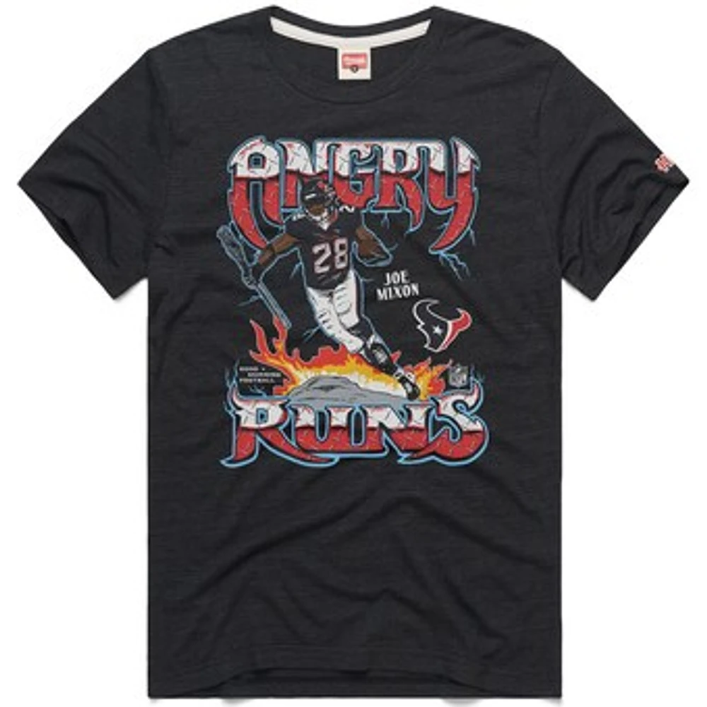 Men's Homage Joe Mixon Charcoal Houston Texans Angry Runs Player Graphic Tri-Blend T-Shirt