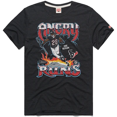 Men's Homage Joe Mixon Charcoal Houston Texans Angry Runs Player Graphic Tri-Blend T-Shirt