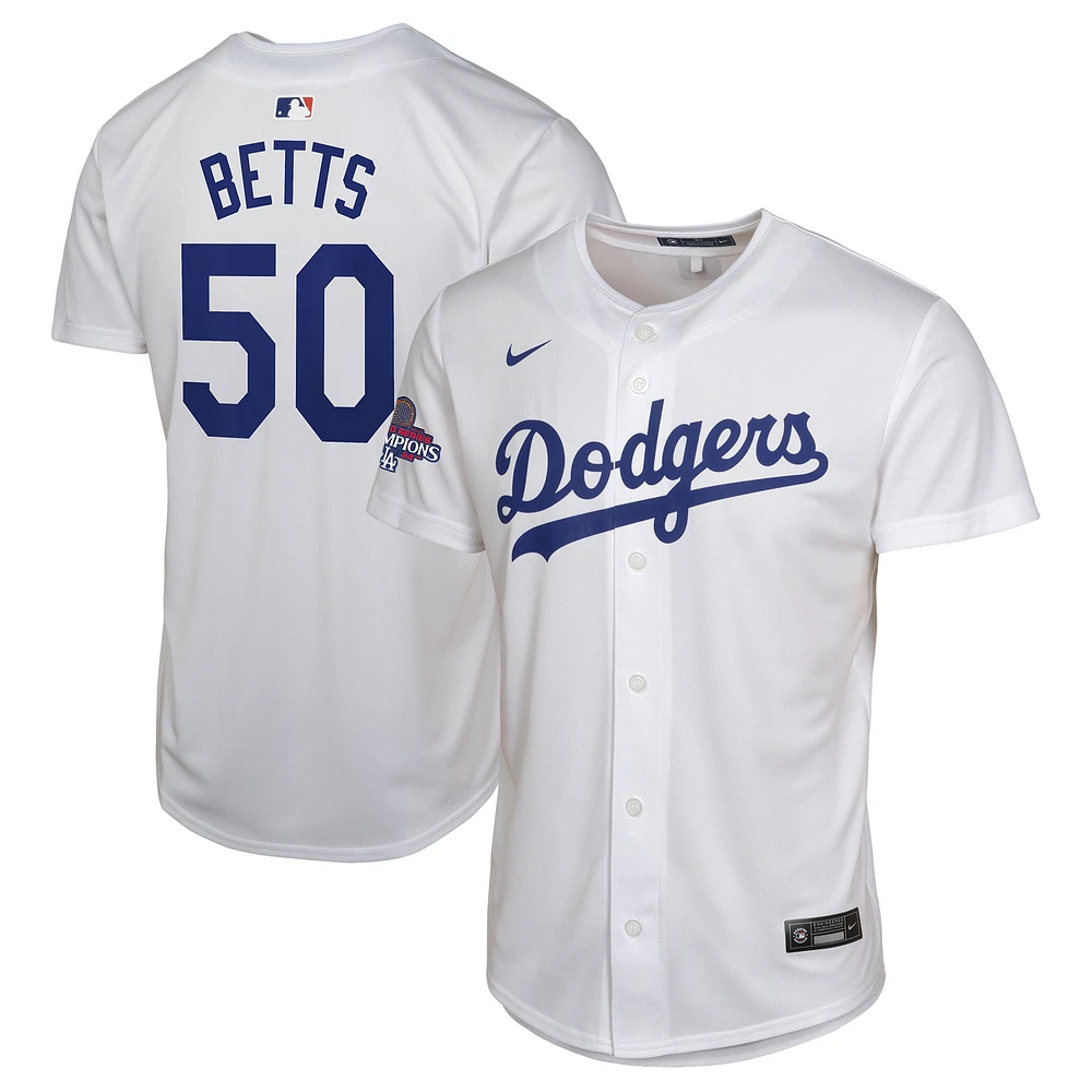 Youth Nike Mookie Betts White Los Angeles Dodgers 2024 World Series Champions Home Game Player Jersey