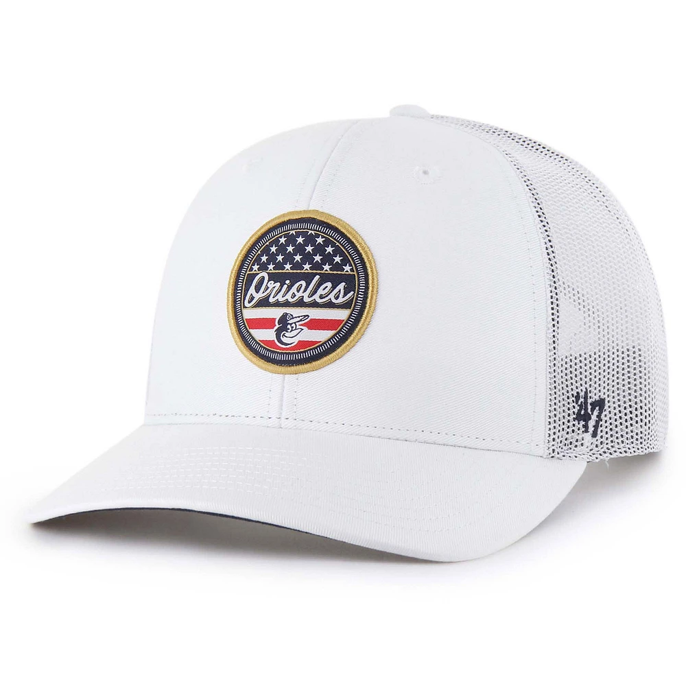 Men's '47 White Baltimore Orioles Homage Adjustable Trucker Hat
