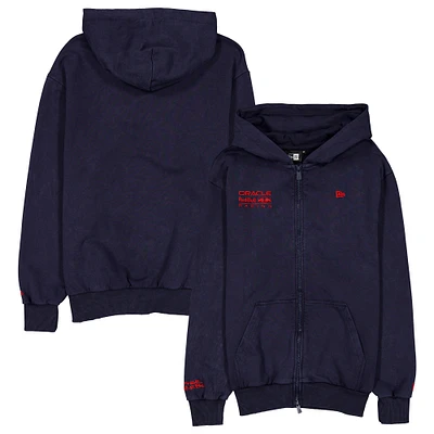 Men's New Era  Navy Red Bull Racing Oversized Full-Zip Hoodie