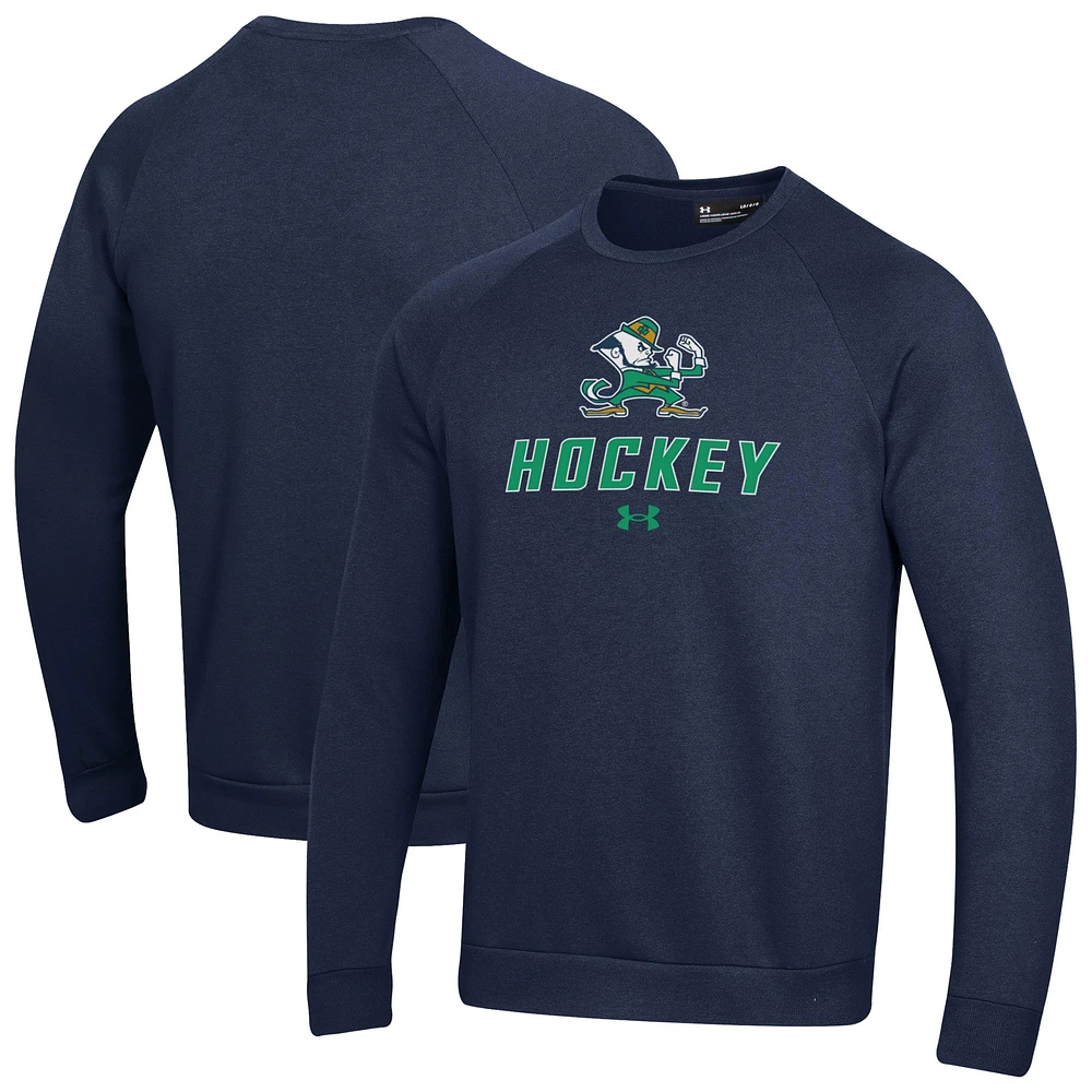 Men's Under Armour Navy Notre Dame Fighting Irish Hockey Rival Fleece Pullover Sweatshirt