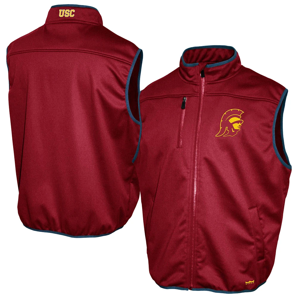 Men's Franchise Club Cardinal USC Trojans Softshell Full-Zip Vest