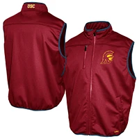 Men's Franchise Club Cardinal USC Trojans Softshell Full-Zip Vest