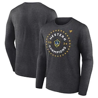 Unisex Fanatics  Heather Charcoal LA Galaxy 2024 MLS Western Conference Champions Locker Room Long Sleeve T-Shirt