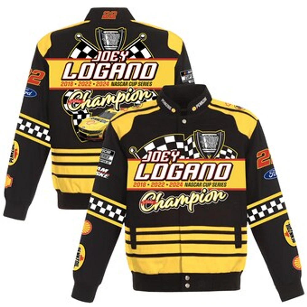 Men's JH Design Black Joey Logano 2024 NASCAR Cup Series Champion Twill Full-Button Jacket