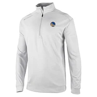 Men's Columbia White Golden State Warriors Oakland Downs Quarter-Zip Pullover