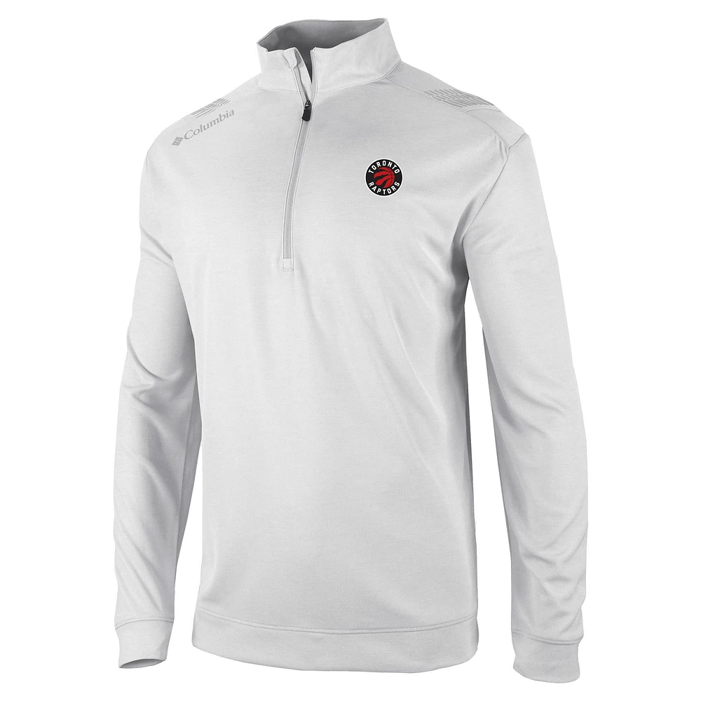Men's Columbia White Toronto Raptors Oakland Downs Quarter-Zip Pullover