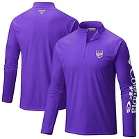 Men's Columbia Purple Sacramento Kings Terminal Tackle Raglan Omni-Shade Quarter-Zip Jacket