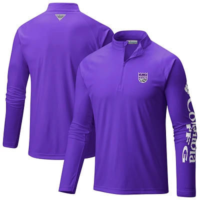 Men's Columbia Purple Sacramento Kings Terminal Tackle Raglan Omni-Shade Quarter-Zip Jacket