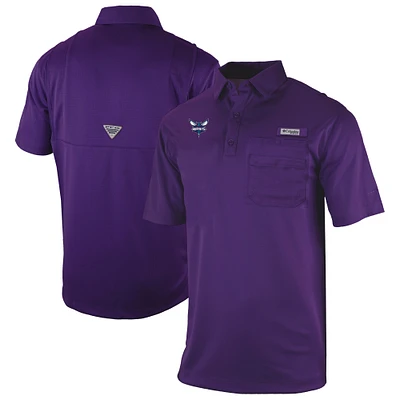 Men's Columbia Purple Charlotte Hornets Omni-Wick Flycaster Pocket Polo