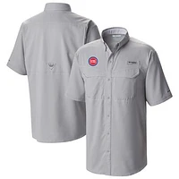 Men's Columbia Gray Detroit Pistons Omni-Wick Low Drag Offshore Button-Up Shirt