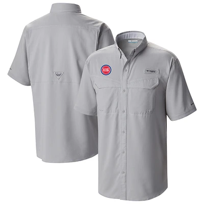 Men's Columbia Gray Detroit Pistons Omni-Wick Low Drag Offshore Button-Up Shirt
