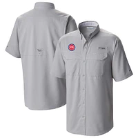 Men's Columbia Gray Detroit Pistons Omni-Wick Low Drag Offshore Button-Up Shirt