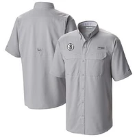 Men's Columbia Gray Brooklyn Nets Omni-Wick Low Drag Offshore Button-Up Shirt