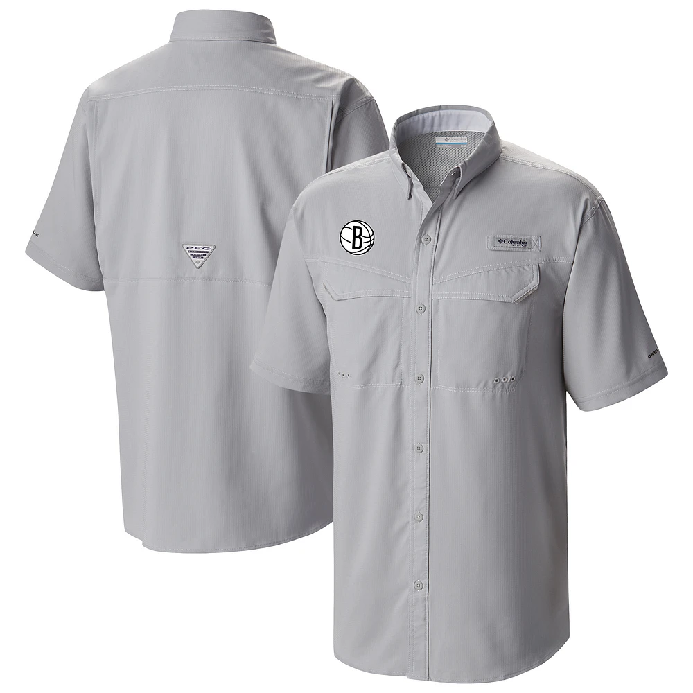 Men's Columbia Gray Brooklyn Nets Omni-Wick Low Drag Offshore Button-Up Shirt