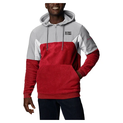 Men's Columbia Red Detroit Pistons Lodge Quarter-Zip Hoodie