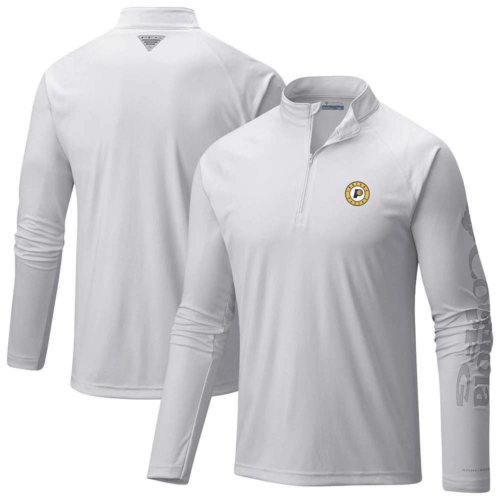 Men's Columbia White Indiana Pacers PFG Terminal Tackle Quarter-Zip Top