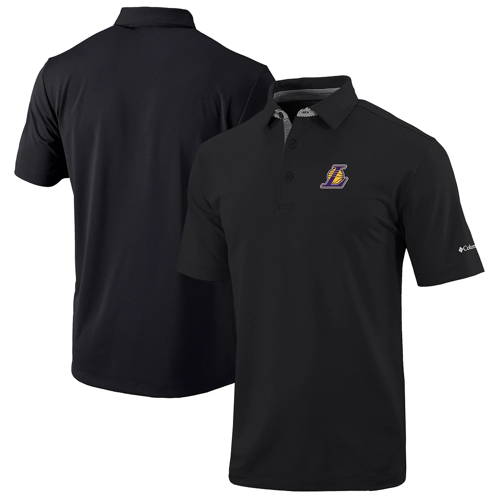 Men's Columbia Black Los Angeles Lakers Omni-Wick Even Lie Polo