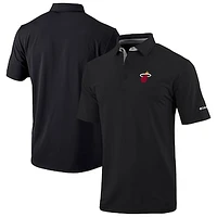 Men's Columbia Black Miami Heat Omni-Wick Even Lie Polo