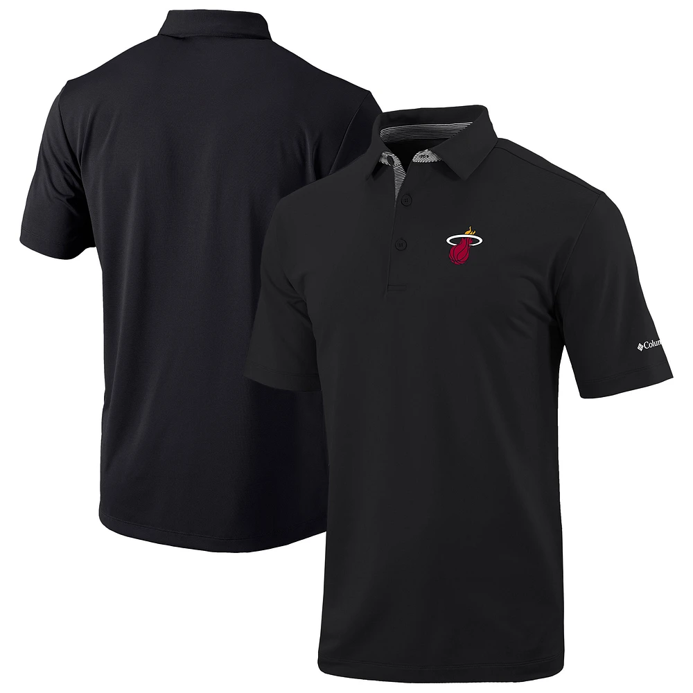 Men's Columbia Black Miami Heat Omni-Wick Even Lie Polo