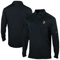 Men's Columbia Black Portland Trail Blazers Omni-Wick Pin High Long Sleeve Polo