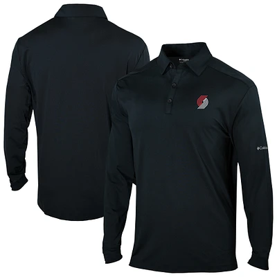 Men's Columbia Black Portland Trail Blazers Omni-Wick Pin High Long Sleeve Polo