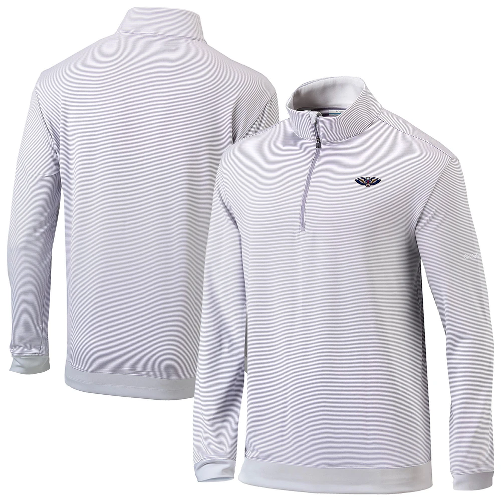 Men's Columbia Gray/White New Orleans Pelicans Omni-Wick Even Lie Quarter-Zip Top