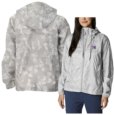 Women's Columbia  White Philadelphia 76ers Flash Challenger Novelty Full-Zip Windbreaker Jacket