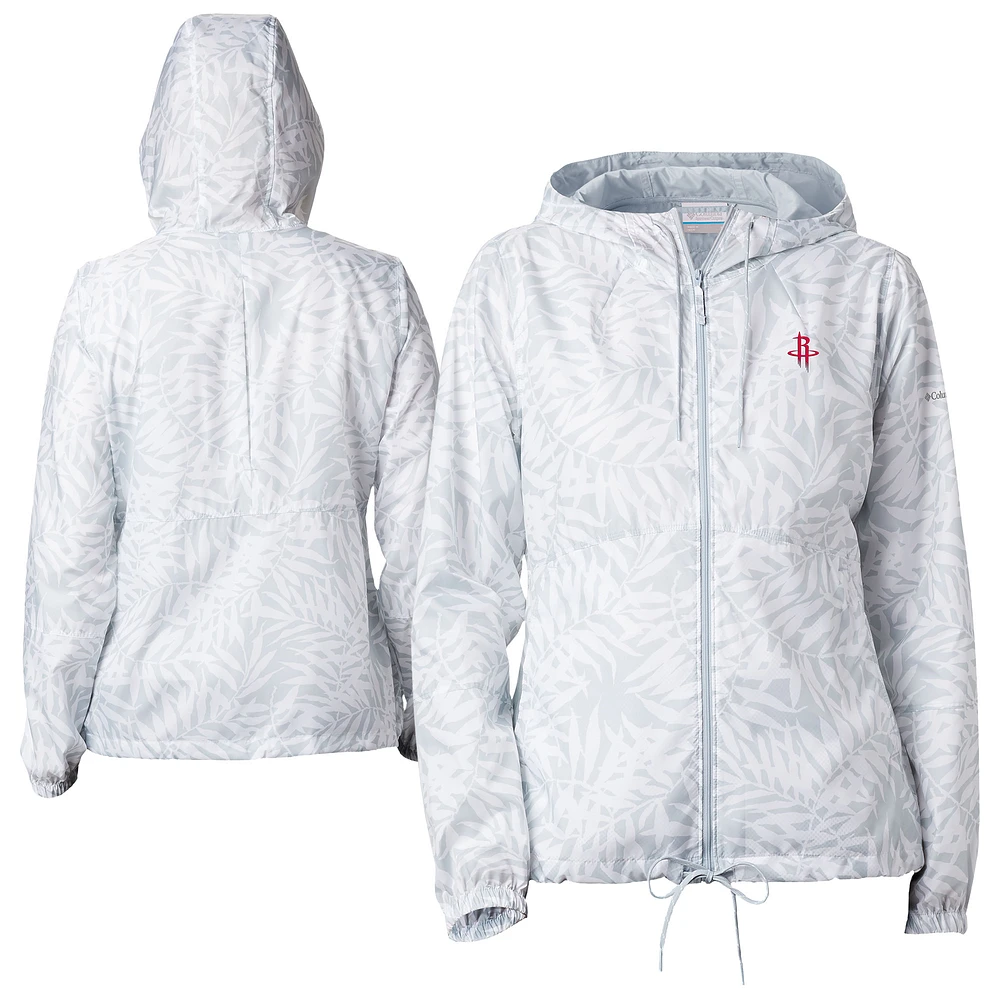 Women's Columbia White Houston Rockets Flash Forward Full-Zip Windbreaker Jacket