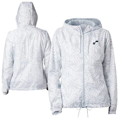 Women's Columbia  White Utah Jazz Flash Forward Full-Zip Windbreaker Jacket