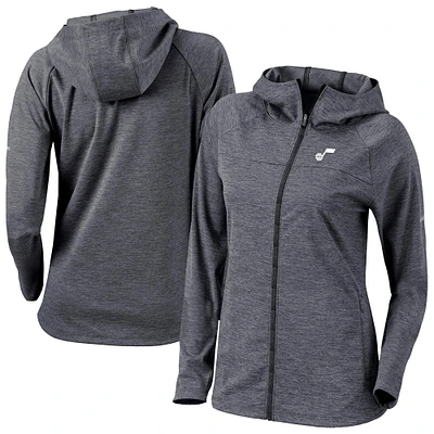 Women's Columbia  Black Utah Jazz Omni-Wick Half Shot Full-Zip Hoodie
