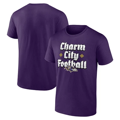 Men's Fanatics Purple Baltimore Ravens Charm City Football T-Shirt