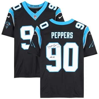 Julius Peppers Carolina Panthers Autographed Nike Limited Black Authentic Jersey with "HOF 24" Inscription